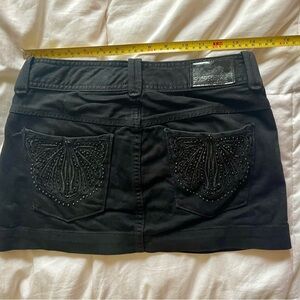 Authentic Vintage Express Y2K Butterfly Detail Jean Mini Skirt Size 0